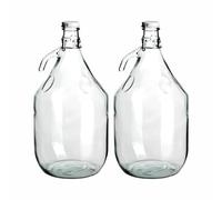 gouveo Lot de 2 bouteilles en verre de 5 L avec couvercle basculant et poignée - Bouteille en verre transparent de qualité supérieure pour eau, vin et jus - Bouteille de conservation (GA5000)