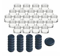 gouveo Lot de 24 bocaux à conserve de 30 ml Mini avec couvercle à vis noir mat BS - Mini-bocaux de conservation avec couvercle à vis TO43 - Bocaux ronds pour confitures et épices (EGR030SZBS)