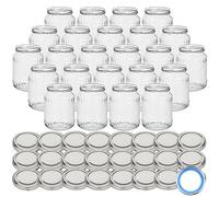 gouveo Lot de 24 bocaux à facettes de 720 ml avec couvercle à vis, argent BS - Bocaux de conservation avec couvercle à vis TO82 - Bocaux à confiture vides (EGF720SBS)