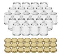 gouveo Lot de 24 bocaux à facettes de 720 ml avec couvercle à vis, doré - Bocaux de conservation avec couvercle à vis TO82 - Bocaux à confiture vides (EGF720G)
