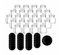 gouveo Lot de 24 bocaux de conservation 120 ml carrés avec couvercle à vis noir mat - petits pots de conservation avec bouchon à vis - pots de confiture vides, bocaux de conservation (EGE120SZ)