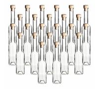 gouveo Lot de 24 bouteilles en verre 200 ml Symphonie avec bouchons (HGK) - Bouteilles vides à remplir soi-même et à offrir - Petite bouteille de liqueur 0,2 l, bouteille d'huile (SIF200HGK)