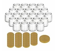 gouveo Lot de 24 pots à confiture 500 g «Miel» avec couvercles en plastique doré - Pots de conservation vides avec bouchons à vis pour miel, confiture (HGPP500G)