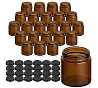 gouveo Lot de 24 pots à crème en verre ambré de 120 ml avec bouchon à vis, noir mat - Pots à crème vides à remplir - Petit pot en verre pour cosmétiques, lotions ou épices (CTB120SZM)