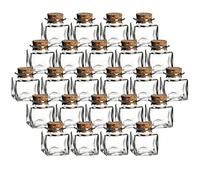 gouveo Lot de 24 pots à épices carrés 50 ml avec bouchons en liège - Petits pots en verre pour herbes et épices (KGE050PK)