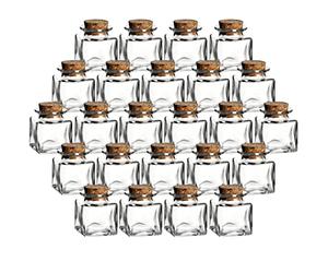 gouveo Lot de 24 pots à épices carrés 50 ml avec bouchons en liège - Petits pots en verre pour herbes et épices (KGE050PK)