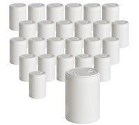 gouveo Lot de 24 salières à épices blanches 150 ml avec couvercle à disperser - Boîtes à épices en plastique avec 3 tailles de litière - Éplucheur vide pour herbes, épices ou accessoires de bricolage