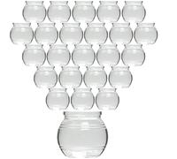 gouveo Lot de 24 Verres à Bougie Chauffe-Plat Boule - photophore 8 x 7 cm - Lanterne sphérique pour Jardin, terrasse, Balcon - Boule en Verre pour Dessert, Mariage, Anniversaire, célébration (TGK175)
