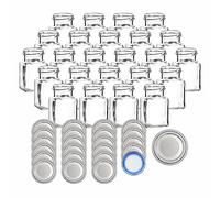 gouveo Lot de 48 bocaux carrés de 150 ml avec couvercles à vis argentés BS - Petits bocaux de conservation avec bouchons à vis - Pots de confiture vides (EGE150SBS)