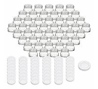 gouveo Lot de 48 bocaux de conservation 30 ml mini avec couvercle à vis blanc - mini bocaux de conservation avec bouchon à vis TO43 - bocaux ronds pour conserver, pour confiture, épices (EGR030W)