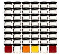 gouveo Lot de 48 mini-bocaux de conservation de 40 ml avec couvercle à vis noir mat BS - Mini-bocaux de conservation avec couvercle à vis TO 43 pour confitures et conserves (EGR040SZBS)