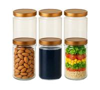 gouveo Lot de 6 bocaux de Conservation 700 ML avec Couvercle à vis, Bronze (Deep) - Grands bocaux de Conservation pour Flocons d'avoine de Nuit (VGRD700BR)
