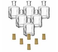gouveo Lot de 6 bouteilles en verre 250 ml Cube avec bouchon en liège - Bouteilles carrées à remplir pour liqueur, gin, huile ou comme petit vase (CFET250SK)
