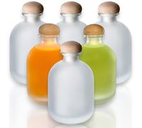 gouveo Lot de 6 bouteilles en verre 350 ml Arctic avec bouchons (HGK) - Bouteille design givré 0,35 l en verre avec bouchon pour liqueur, whisky, cognac, rhum (FARM350HGK)