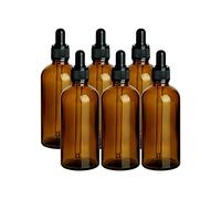 gouveo lot de 6 flacons pipettes 100 ml en verre marron - flacon de pharmacie vide en verre - flacon compte-gouttes avec pipette en verre pour essences, huiles, parfums, extraits