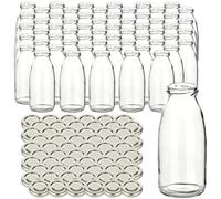 gouveo Lot de 60 bouteilles de jus 250 ml avec bouchon à vis, argent - Bouteille en verre 0,25 l avec bouchon TO43 - Bouteille vide pour jus, smoothie, limonade (SF250S)