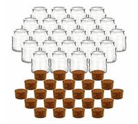 gouveo Vide Bouchon Verres Rondo avec Bouchons, env. 200 ML, idéal pour Les Cadeaux, bocaux, Pot en Verre Bocal en Verre Bouchon en Verre Rond Stop Fen Bouchon en Verre, Korken, 24er Set