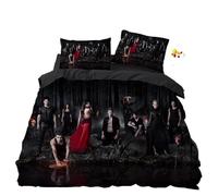 GOUVKEY Parure de lit pour enfant avec housse de couette et taie d'oreiller Motif film d'horreur Note de vampire Pour adulte Lit simple et double Grande taille avec fermeture éclair (200 x 200 cm + 80