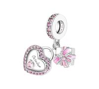 GOUWO Breloque en forme de cœur en argent sterling 925 avec pierre de naissance compatible avec colliers et bracelets Pandora pour Noël, anniversaire, fête des mères, anniversaire de mariage pour