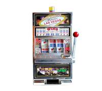 GOUX Mini machine à sous, machine à sous, jeux de casino, distributeur de pièces pour enfants et adultes (version Las Vegas)
