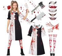 GOUYENG Costume de clown pour femme, costume de terrifier, clown killer terrifier, combinaison noir et blanc, tenue adulte de la tueuse pour femme, pour carnaval, fête à thème, Halloween