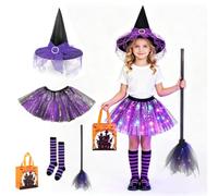 GOUYENG Deguisement Sorciere,Déguisement Halloween,Déguisement de Sorcière | LED Tutu,Jupe en Tulle,Costume Carnaval,Costume de Sorcière,pour Halloween,Carnaval,Cosplay Party