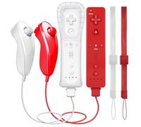 GOUYESHO Nue télécommande de remplacement pour Wii/Wii U Controller with Nunchuck avec Motion Plus, télécommande de remplacement pour console Wii/Wii U, 2 Pack (Rouge et Blanc)