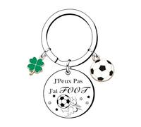 GOUYU Porte-clés foot « J'peux pas, j'ai foot » avec acier inoxydable et breloque ballon de football - idéal cadeau pour footballer