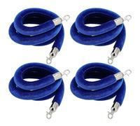GOUZIBHD CN Paquet de 4 3.3 Pieds Corde de Barrière,Bleu Corde de Poteau en Velours avec des Crochets Polis en Argent,Corde de Contrôle des Foules,Corde de File D'attente pour Les Hôtels 100