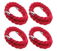 GOUZIBHD Corde de File D'attente Torsadée pour Clubs,Hôtels,Banques,Hôpitaux,60-305cm,Corde de Barrière,Corde de Poteau avec Crochet Argenté,Corde de Contrôle des Foule(Size:8ft/245cm,Color:4 Pack)