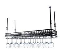 GOUZIBHD Porte-Vin Suspendu en Métal,Casier à Vin Suspendu au Plafond avec Boum,Range Bouteille pour Meuble Bar avec Cintre pour Verres à Pied,Casier à Vin au Plafond pour Cuisine Bar(Size:80 * 35cm)