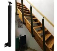 GOUZIBHD Poteau de Balustre D'escalier Carré, Barreaux de Garde-Corps en Métal Noir avec Support Plat Réglable À Angle de 270°, Colonne de Rampe pour Aménagement Extérieur Jardin(Size:95cm/37.4in)