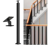 GOUZIBHD Poteau de Balustres D'escalier Noir, Broches Garde-Corps en Métal, Rampe D'escalier Carrée Noire, pour Tige de Support Balcon Pont, Main Courante D'escalier Montage Au Sol 1 Pièce(Size:95cm)