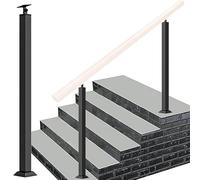 GOUZIBHD Poteaux de Rampe,Colonne Main Courante avec Base Rectangulaire,Balustres D'escalier,Rampe Escalier Réglable en Hauteur à Angle de 270°,Poteau Garde-Corps Fer Forgé 1 Kit(Size:90cm)