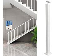 GOUZIBHD Rampe D'escalier À Montage Au Sol,Broches de Garde-Corps Carrées en Métal,Poteau de Rampe pour Terrasse Jardin,Rampes D'escalier avec Support Réglable À 270°,1 Pièce Blanc(Size:90cm)