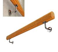 GOUZIBHD Rampe Murale avec Support Métallique, Main Courante D'escalier en Bois, Kit Complet Rampes D'escalier avec Tige de Support pour Couloir, Garde-Corps Sécurité Antidérapante(Size:120cm)