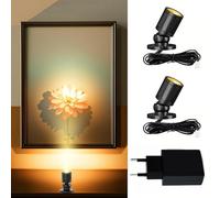Gouzloy Lot de 2,Mini spot led,Rotatif 360°,USB,3000K Blanc Chaud,Noir