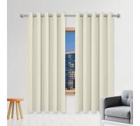 GOUZOO Rideaux Occultants Épais 160 x 260 cm Thermique Isolant Anti Froid Rideau Thermique Isolant Anti Chaleur avec Oeillets, Protection La Vie Privée pour Chambre Maison, Beige