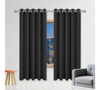 GOUZOO Rideaux Occultants Épais 240 x 240 cm Thermique Isolant Anti Froid Rideau Thermique Isolant Anti Chaleur avec Oeillets, Protection La Vie Privée pour Chambre Maison, Noir