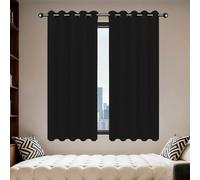 GOUZOO Rideaux Occultants Isolants 100 x 205 cm Thermique Isolant Anti Froid Rideau Occultant Thermiques avec Oeillets, Protection La Vie Privée pour Chambre Adulte Salon, Noir