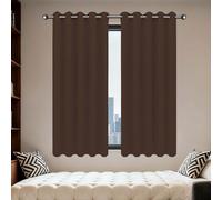 GOUZOO Rideaux Occultants Isolants 180 x 205 cm Thermique Isolant Anti Froid Rideau Occultant Thermiques avec Oeillets, Protection La Vie Privée pour Chambre Adulte Salon, Brun