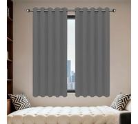GOUZOO Rideaux Occultants Isolants 200 x 295 cm Thermique Isolant Anti Froid Rideau Occultant Thermiques avec Oeillets, Protection La Vie Privée pour Chambre Adulte Salon, Gris Foncé