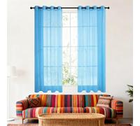 GOUZOO Rideaux Voilages 240 x 240 cm Transparent Lumineux Filtrer Fenêtre de Salon Moderne Décoration Salon Chambre Cuisine Baie Vitrée, Bleu Ciel