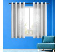 GOUZOO Rideaux Voilages 420 x 350 cm Demi Transparent Voile Semi Transparent Œillets Décoration de Maison pour Salon et Chambre, Terrasse, Gris Clair