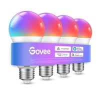 Govee Ampoule E27 WiFi et Bluetooth Intelligentes, Compatible avec SmartThings, Matter, Alexa et Google Assistant, 800LM, Synchronisation de Musique,16 Millions de Couleurs DIY RGBWW,lot de 4