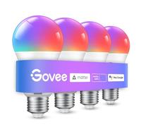 Govee Ampoules WiFi et Bluetooth Intelligentes, Fonctionne avec Matter, Alexa, Google Assistant Home App, Synchronisation de Musique,16 Millions de Couleurs DIY RGBWW,lot de 4