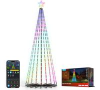 Govee Christmas Cone Tree Lights, 2,28m 370 LED RGBIC Guirlande lumineuse avec Contrôle Intelligent par APP, 82+ Modes Scène, Étanchéité IP67 Décoration pour Halloween et Noël, Mode Musique, Noir