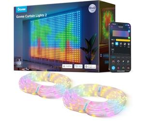 Govee Curtain Lights 3 × 2 m, Rideau LED Intelligent avec GIF DIY, 1040 RGBIC LEDs, Décoration Dynamique Intelligente, IP65 Max Etanche, Compatible avec Alexa, Décoration de Noël, (3 x 2 m)