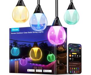 Govee Guirlande Lumineuse d'Extérieur 15m, RGBWIC Intensité Variable, IP67 | 16 Million de Couleurs et 111 Modes Scène, 25000h Durée de Vie, Compatible avec Alexa, Google Assistant & Matter, Terrasse
