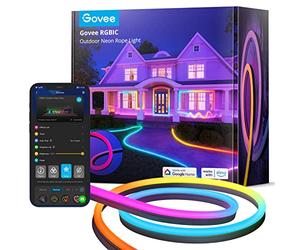 Govee Neon LED Strip Extérieur 10m, Ruban LED RGBIC Etanche IP67 avec Plus de 64 Scènes,Synchronisation Musicale, Applicable à Cour Jardin Décoration, Fonctionne avec Alexa et Google Assistant